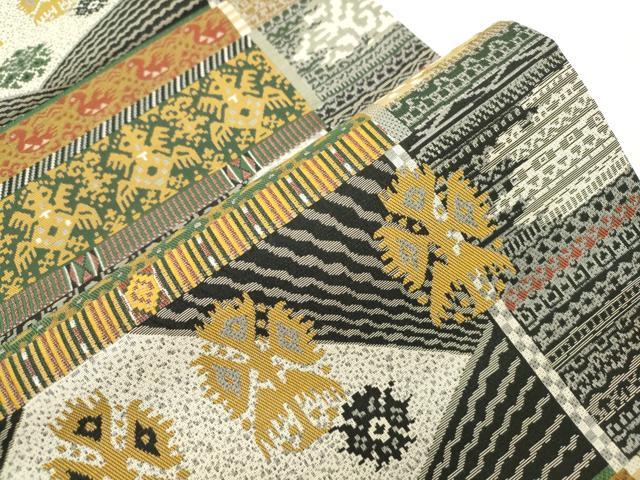 平和屋着物●全通柄袋帯 抽象文様 正絹 逸品 CABJ9374dy