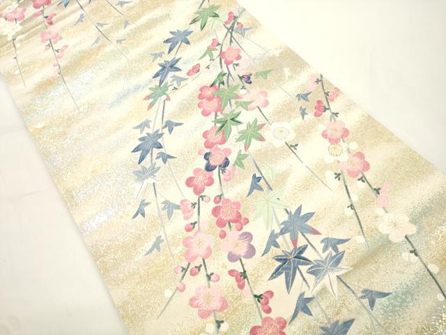 平和屋着物●「美しいキモノ」お馴染みのメーカー となみ織物 六通柄袋帯 草花文 金糸 正絹 逸品 CABJ9377dy