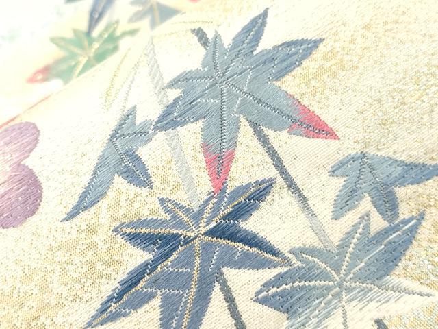 平和屋着物●「美しいキモノ」お馴染みのメーカー となみ織物 六通柄袋帯 草花文 金糸 正絹 逸品 CABJ9377dy