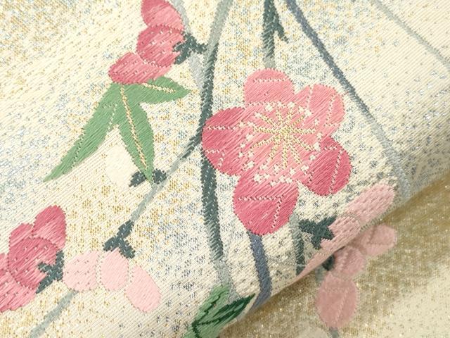 平和屋着物●「美しいキモノ」お馴染みのメーカー となみ織物 六通柄袋帯 草花文 金糸 正絹 逸品 CABJ9377dy
