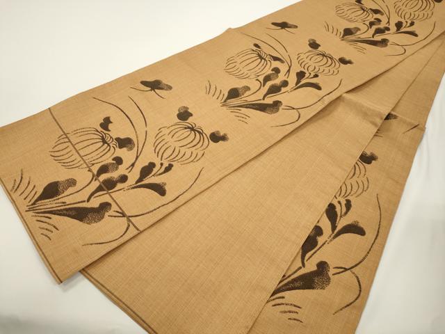 平和屋着物●六通柄袋帯 草花文 正絹 逸品 CABJ9383dy