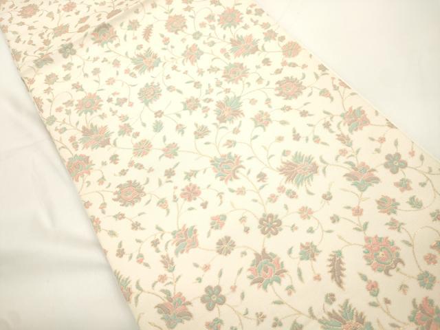 平和屋着物●織物一筋名門 織悦 全通柄 本袋帯 更紗文 金糸 正絹 逸品 CABJ9384dy