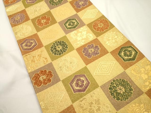 平和屋着物●両面 六通柄袋帯 雅趣 金糸 正絹 逸品 CABJ9388dy