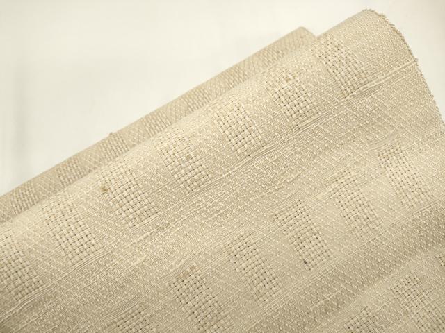 平和屋着物●つけ帯 作家物 野蚕糸 創作桐生織 幾何学文 練色 泉織物謹製 正絹 逸品 CABJ9412dy