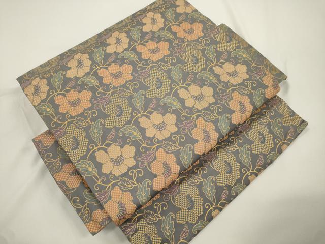 平和屋着物●つけ帯 草花文 正絹 逸品 CABJ9413dy