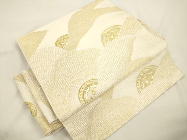 平和屋着物●つけ帯 片輪車文 金糸 正絹 逸品 CABJ9418dy