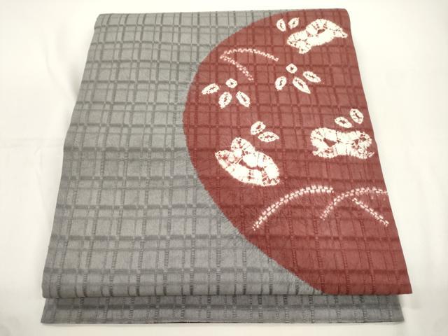 平和屋着物●両面 つけ帯 絞り 草花文 正絹 逸品 CABJ9428dy