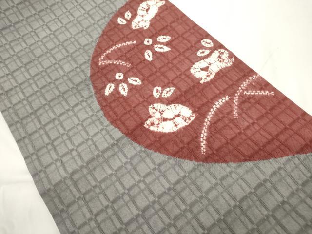 平和屋着物●両面 つけ帯 絞り 草花文 正絹 逸品 CABJ9428dy