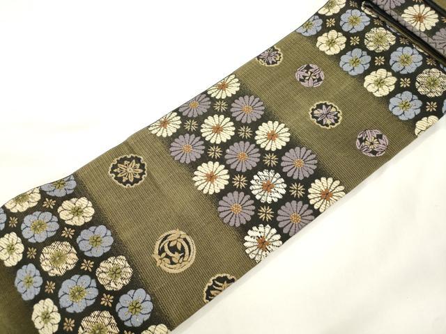 平和屋着物●ワンタッチつけ帯 花尽くし文 金糸 正絹 逸品 CABJ9430dy
