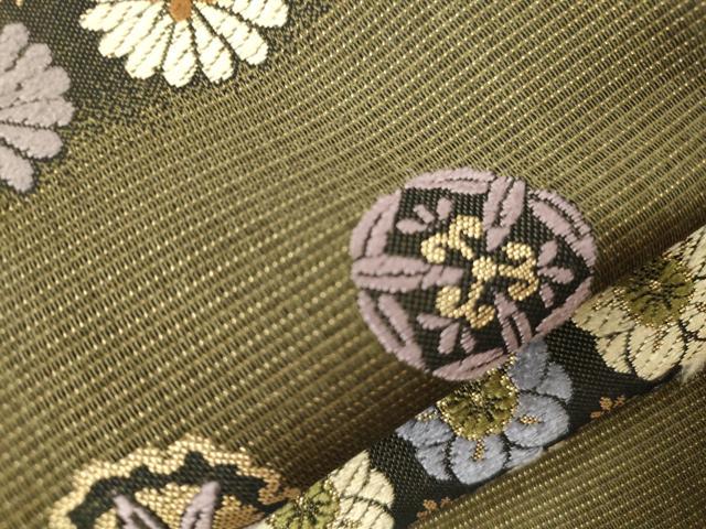 平和屋着物●ワンタッチつけ帯 花尽くし文 金糸 正絹 逸品 CABJ9430dy