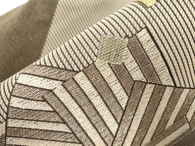 平和屋着物●ワンタッチつけ帯 色紙重ね文 金銀糸 正絹 逸品 CABJ9432dy