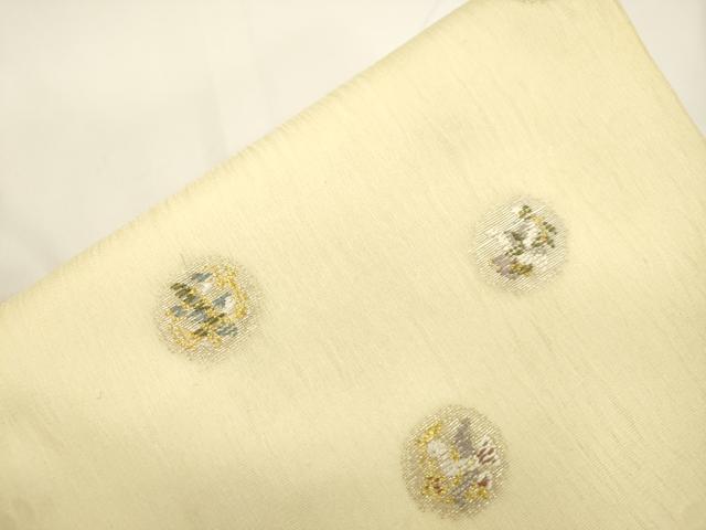 平和屋着物▽ワンタッチつけ帯 スリーシーズン 春夏秋 花鳥文 金銀糸 正絹 逸品 CABJ9433dy