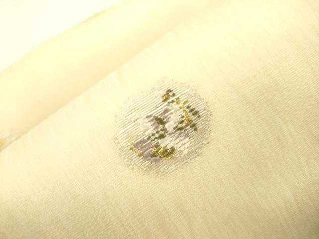 平和屋着物▽ワンタッチつけ帯 スリーシーズン 春夏秋 花鳥文 金銀糸 正絹 逸品 CABJ9433dy