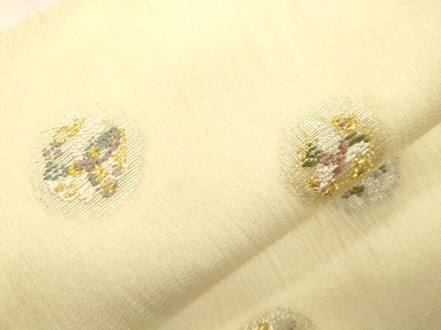 平和屋着物▽ワンタッチつけ帯 スリーシーズン 春夏秋 花鳥文 金銀糸 正絹 逸品 CABJ9433dy