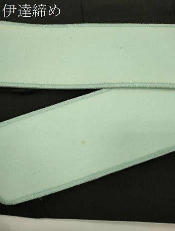 平和屋着物●ワンタッチつけ帯 草花文 黒地 鬼しぼ縮緬 正絹 逸品 CABJ9435dy