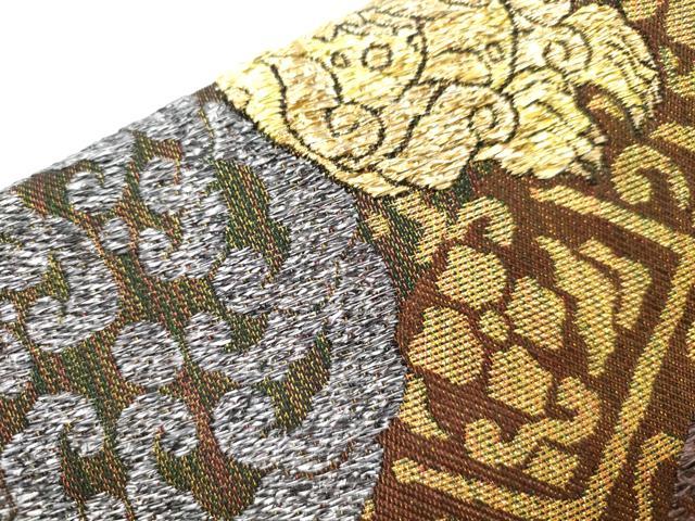 平和屋着物●ワンタッチつけ帯 唐獅子花文 金糸 正絹 逸品 CABJ9438dy