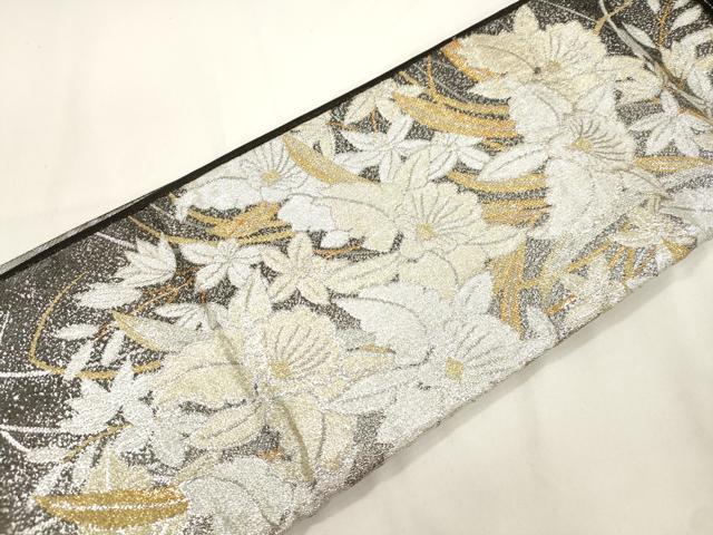 平和屋着物●ワンタッチつけ帯 草花文 金銀糸 正絹 逸品 CABJ9439dy
