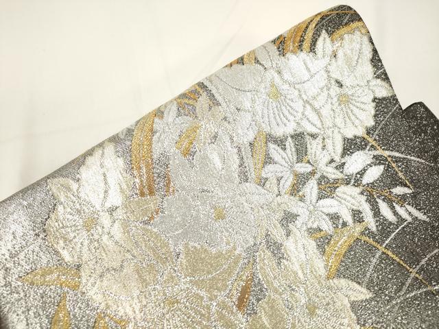 平和屋着物●ワンタッチつけ帯 草花文 金銀糸 正絹 逸品 CABJ9439dy