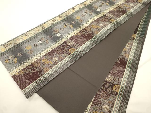 平和屋着物●六通柄袋帯 草花間道 正絹 逸品 CABJ9449dy