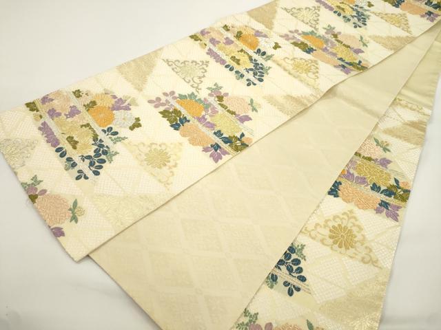 平和屋着物●六通柄袋帯 唐織 草花文 正絹 逸品 CABJ9453dy