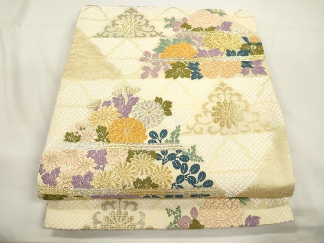 平和屋着物●六通柄袋帯 唐織 草花文 正絹 逸品 CABJ9453dy