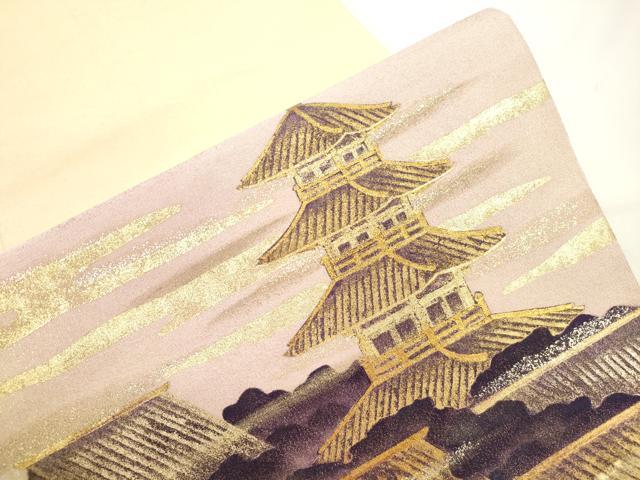 平和屋着物●綴れ 太鼓柄袋帯 風景文 金彩 正絹 逸品 CABJ9454dy