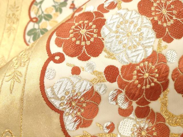 平和屋着物●六通柄袋帯 唐織 天井草花文 金糸 正絹 逸品 CABJ9457dy