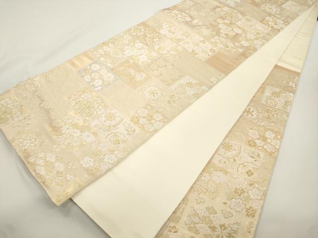 平和屋着物●六通柄袋帯 松竹梅花文 金糸 正絹 逸品 CABJ9467dy