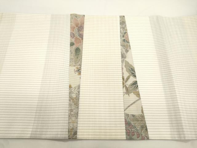 平和屋着物●両面 太鼓柄袋帯 本場縞大島紬 更紗花文 証紙付き 正絹 逸品 CABJ9476dy