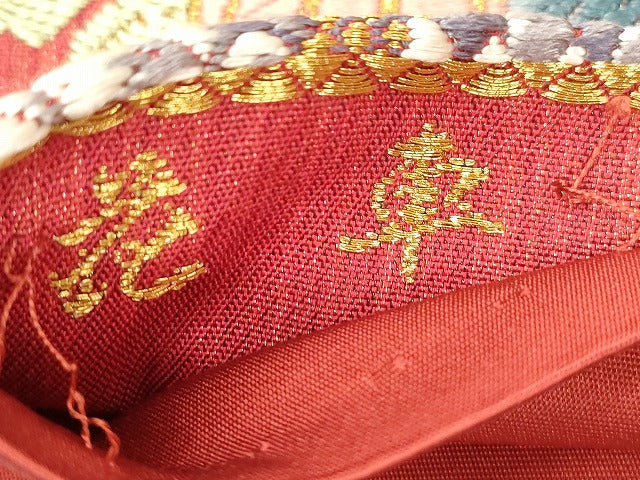 平和屋着物●六通柄袋帯 唐織 花車 金糸 正絹 逸品 CABJ9485dy