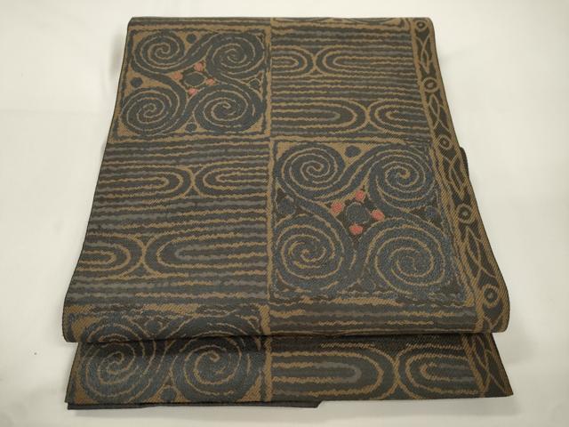 平和屋着物●八寸名古屋帯 幾何学文 正絹 逸品 CABJ9486dy