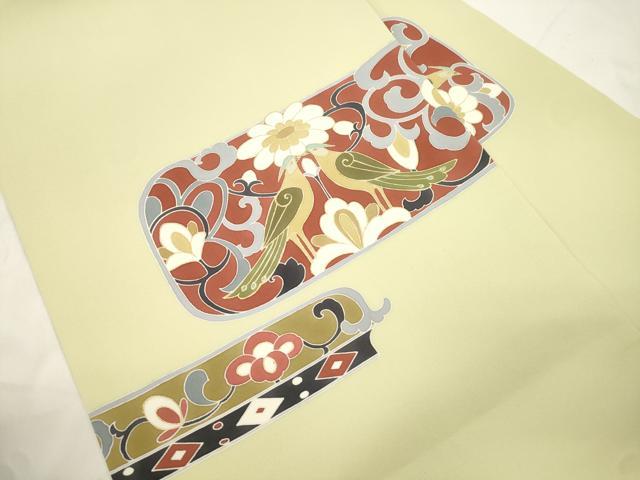 平和屋着物●塩瀬 九寸名古屋帯 花鳥文 金彩 正絹 逸品 CABJ9492dy