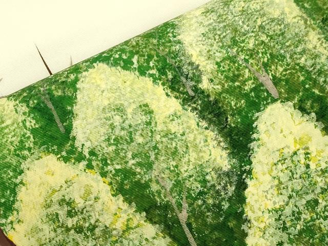 平和屋着物●塩瀬 九寸名古屋帯 樹林文 正絹 逸品 CABJ9495dy
