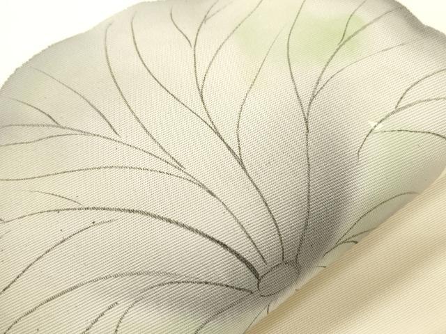 平和屋着物●塩瀬 九寸名古屋帯 手描き 睡蓮 正絹 逸品 CABJ9502dy