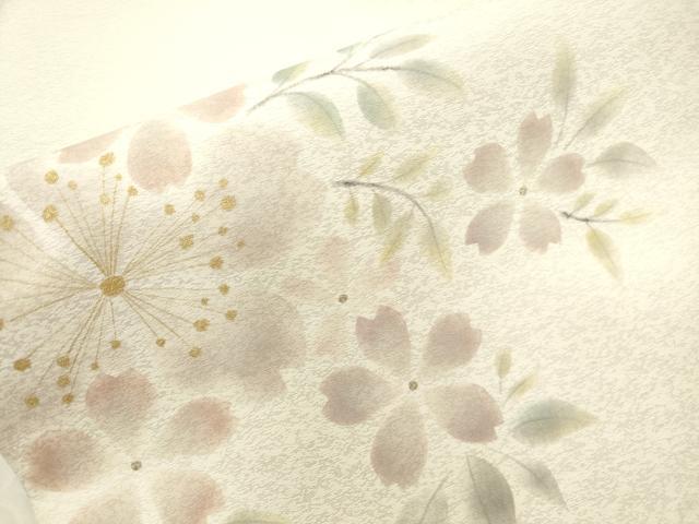 平和屋着物●二代目清次郎 手描き 九寸名古屋帯 舞桜文 金彩 正絹 逸品 CABJ9505dy