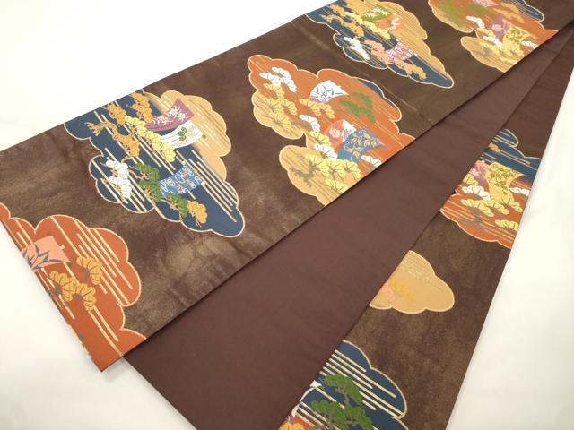 平和屋着物●六通柄袋帯 唐織 ボストン美術館 松樹帆掛舟文 金糸 正絹 逸品 CABJ9511dy