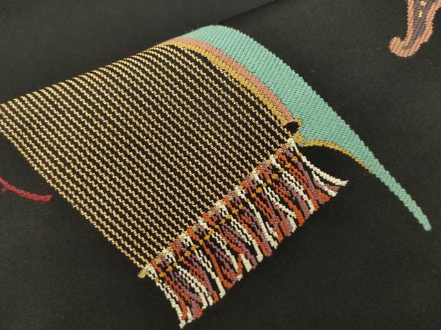 平和屋着物●西陣 鷹匠謹製 六通柄袋帯 楽器文 黒地 金糸 正絹 逸品 CABJ9513dy
