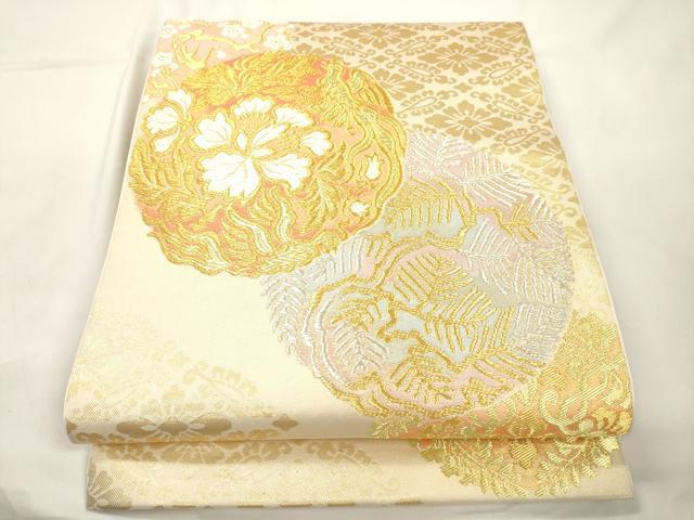 平和屋着物●西陣 川島織物 六通柄 本袋帯 唐織 花鳥丸文 金銀糸 三越扱い 正絹 逸品 CABJ9516dy