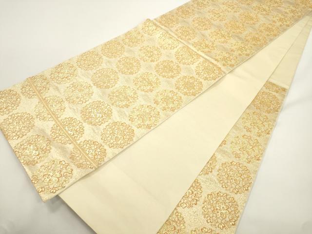 平和屋着物●西陣 川島織物 六通柄 本袋帯 草花丸文 金糸 正絹 逸品 CABJ9519dy
