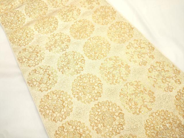 平和屋着物●西陣 川島織物 六通柄 本袋帯 草花丸文 金糸 正絹 逸品 CABJ9519dy