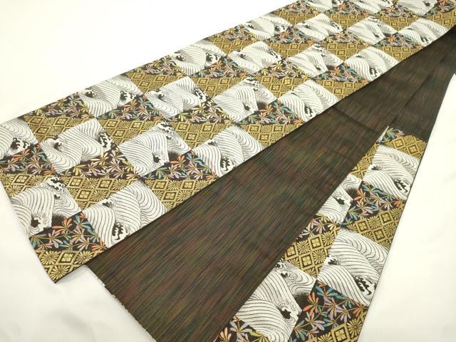 平和屋着物●伝統工芸士 林正勝 六通柄袋帯 市松文様 正絹 逸品 CABJ9521dy