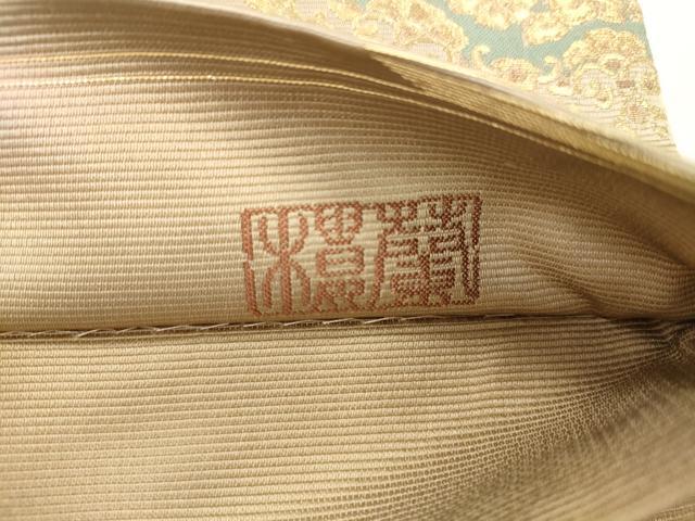 平和屋着物●六通柄袋帯 作家物 色紙重ね鳳凰花文 金糸 正絹 逸品 CABJ9525dy