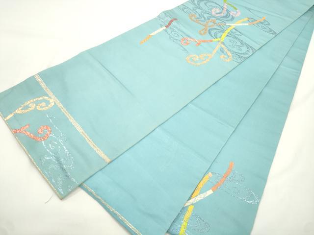 平和屋着物●龍村平蔵製 六通柄 本袋帯 さわらび 金糸 正絹 逸品 CABJ9527dy