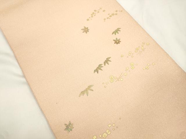 平和屋着物●太鼓柄袋帯 螺鈿 草木文 金彩 正絹 逸品 CABJ9531dy