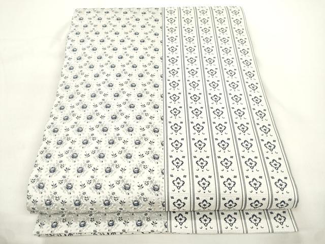 平和屋着物●両面 丸帯 藍 草花間道 正絹 逸品 未使用 CABJ9539dy