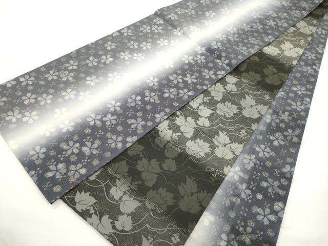 平和屋着物●両面 全通柄袋帯 舞桜文 銀通し地 正絹 逸品 CABJ9541dy