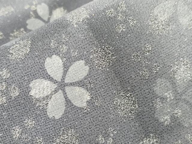 平和屋着物●両面 全通柄袋帯 舞桜文 銀通し地 正絹 逸品 CABJ9541dy