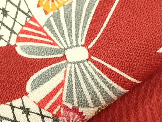 平和屋着物●和染紅型 栗山紅型 栗山吉三郎 九寸名古屋帯 花蝶文 鬼しぼ縮緬 正絹 逸品 CABJ9548dy