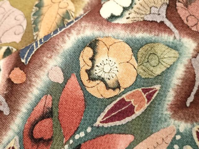 平和屋着物●九寸名古屋帯 辻が花 鬼しぼ縮緬 正絹 逸品 CABJ9559dy