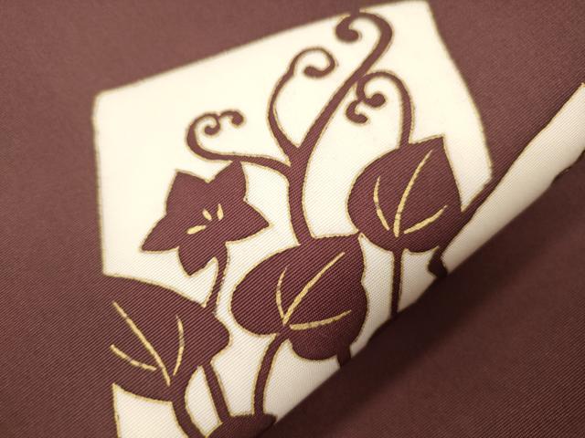 平和屋着物●塩瀬 九寸開き名古屋帯 草花文 金彩 正絹 逸品 CABJ9560dy